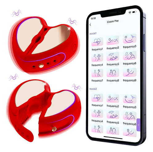 Máy Massage Ngực Kẹp Núm Vú Hình Trái Tim Điều Khiển App Kích Thích Nhũ Hoa